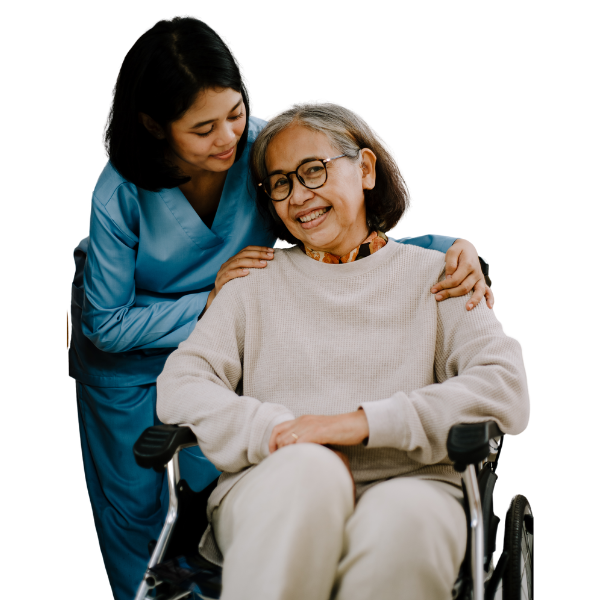 Caregiver assisting a senior with mobility and transfer support during a personalized home care visit in Chester City, PA